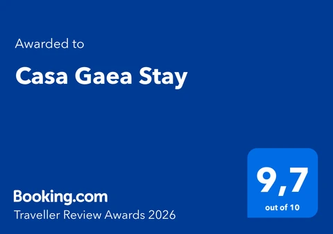 Booking.com Traveller Review Awards 2026 — Casa Gaea Stay, 9.7 out of 10
